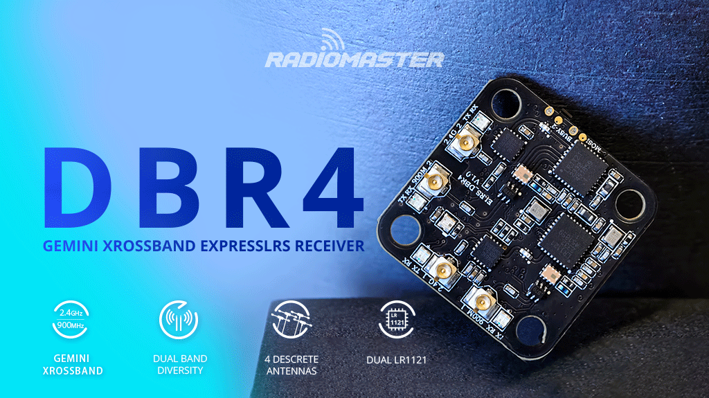 DBR4 Dual Band Xross Gemini ExpressLRS Receiver