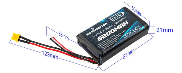 2S 7.4V 6200mAh Lipo Battery
